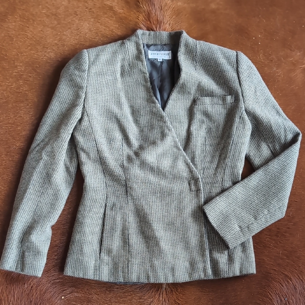 Armani Jacket Women's Wool (Green Tweed)
